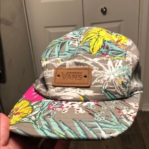 Multi color floral fabric/leather Vans brand hat